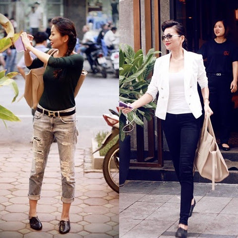 Túi oversized Thanh Hằng luôn phối cùng trang phục ôm sát